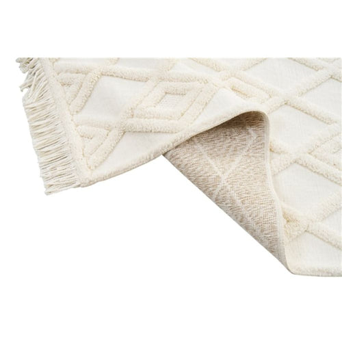 Cream Geometric Area Rug - Machine Made Rug With 20 mm Pile Height & Soft Texture