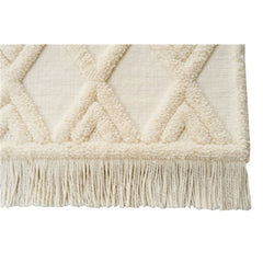 Cream Geometric Area Rug - Machine Made Rug With 20 mm Pile Height & Soft Texture