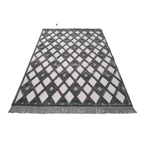 Dark Grey Area Rug – Machine Made Geometric Carpet With Soft Texture & Non Slip