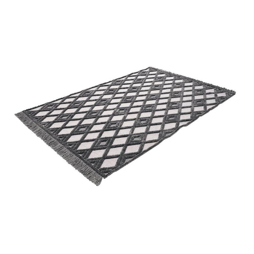Dark Grey Area Rug – Machine Made Geometric Carpet With Soft Texture & Non Slip