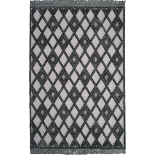 Dark Grey Area Rug – Machine Made Geometric Carpet With Soft Texture & Non Slip