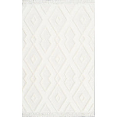 Cream Geometric Area Rug – Machine Made Rug With 20 mm Pile Height by Dolce Vita