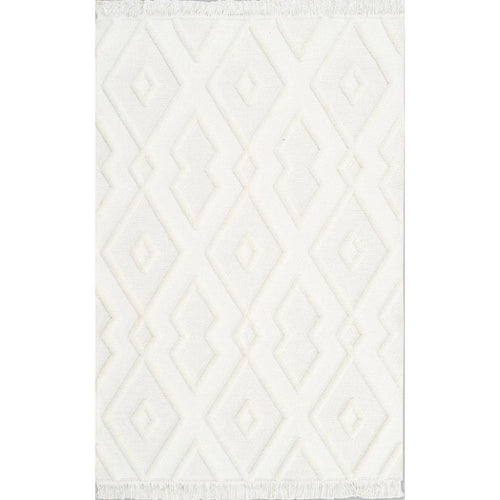 Cream Geometric Area Rug – Machine Made Rug With 20 mm Pile Height by Dolce Vita