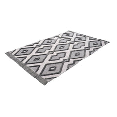 Light Grey Area Rug – Geometric Machine Made Rug with Soft Texture & Non Slip