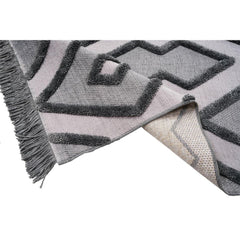 Light Grey Area Rug – Geometric Machine Made Rug with Soft Texture & Non Slip