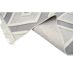 Cream Geometric Area Rug - Machine Made Rug With 20 mm Pile Height & Anti Slip