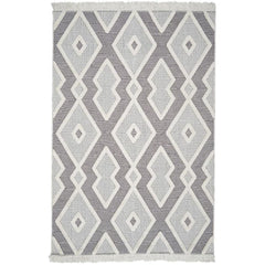 Cream Geometric Area Rug - Machine Made Rug With 20 mm Pile Height & Anti Slip