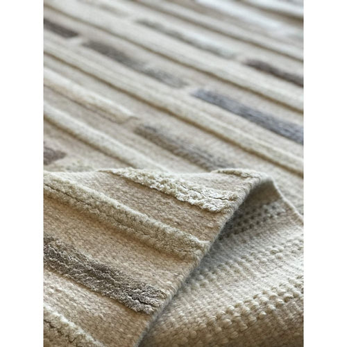 Cream Striped Area Rug – Handmade Chenille Cotton Rug | Antislip Floor Covering