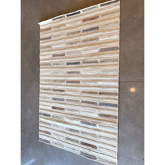 Cream Striped Area Rug – Handmade Chenille Cotton Rug | Antislip Floor Covering