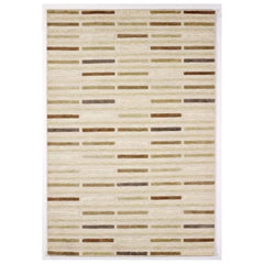 Cream Striped Area Rug – Handmade Chenille Cotton Rug | Antislip Floor Covering