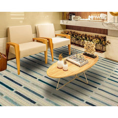 Handmade Wool Rug - White Striped New Zealand Wool Carpet | Durable Flatweave