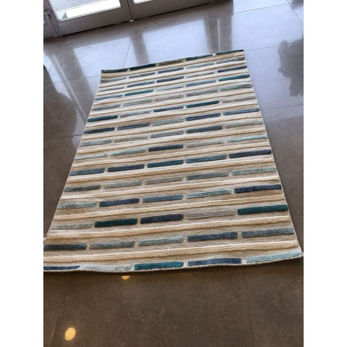Handmade Wool Rug - White Striped New Zealand Wool Carpet | Durable Flatweave