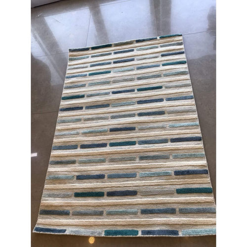 Handmade Wool Rug - White Striped New Zealand Wool Carpet | Durable Flatweave