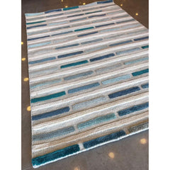 Handmade Wool Rug - White Striped New Zealand Wool Carpet | Durable Flatweave