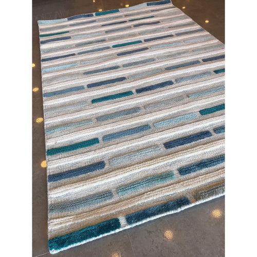 Handmade Wool Rug - White Striped New Zealand Wool Carpet | Durable Flatweave