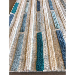 Handmade Wool Rug - White Striped New Zealand Wool Carpet | Durable Flatweave