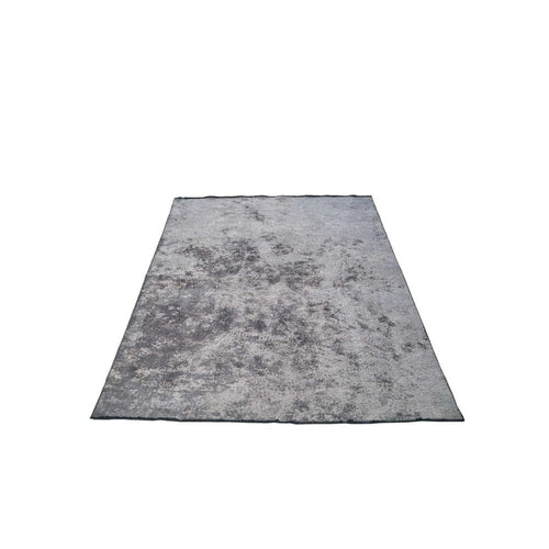 Grey Modern Area Rug - Machine Made Chenille Yarn Cotton Viscose Carpet