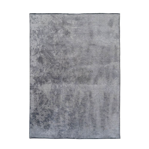 Grey Modern Area Rug - Machine Made Chenille Yarn Cotton Viscose Carpet