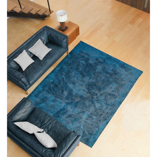 Navy Chenille Area Rug – Modern Kilim Flatweave Machine Made Carpet by Dolce Vita