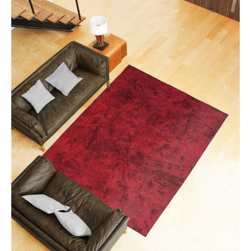 Modern Area Rug - Red Kilim Chenille Yarn Cotton Viscose Machine Made Carpet