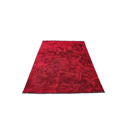 Modern Area Rug - Red Kilim Chenille Yarn Cotton Viscose Machine Made Carpet