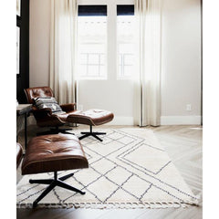 Beige Geometric Area Rug - Machine Made Scandinavian Flatweave Carpet by Dolce Vita