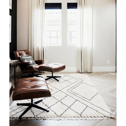 Beige Geometric Area Rug - Machine Made Scandinavian Flatweave Carpet by Dolce Vita