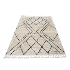 Beige Geometric Area Rug - Machine Made Scandinavian Flatweave Carpet by Dolce Vita