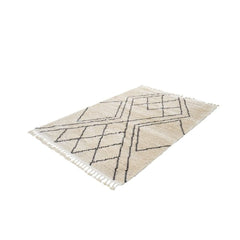 Beige Geometric Area Rug - Machine Made Scandinavian Flatweave Carpet by Dolce Vita