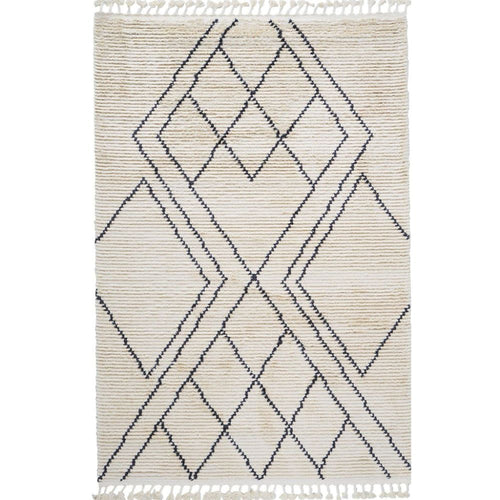 Beige Geometric Area Rug - Machine Made Scandinavian Flatweave Carpet by Dolce Vita