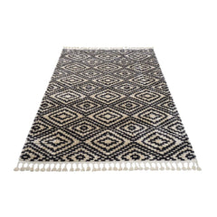 Beige Geometric Area Rug – Machine Made Rug | Scandinavian Style Carpet for Living Room