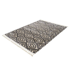 Beige Geometric Area Rug – Machine Made Rug | Scandinavian Style Carpet for Living Room