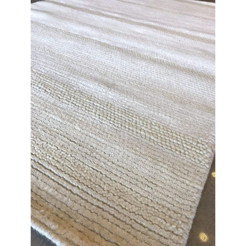 Cream Striped Area Rug – Hand Woven Chenille Cotton Digital Print Carpet