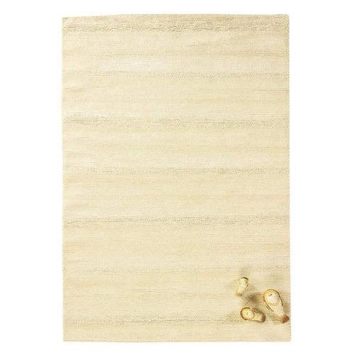 Cream Striped Area Rug – Hand Woven Chenille Cotton Digital Print Carpet