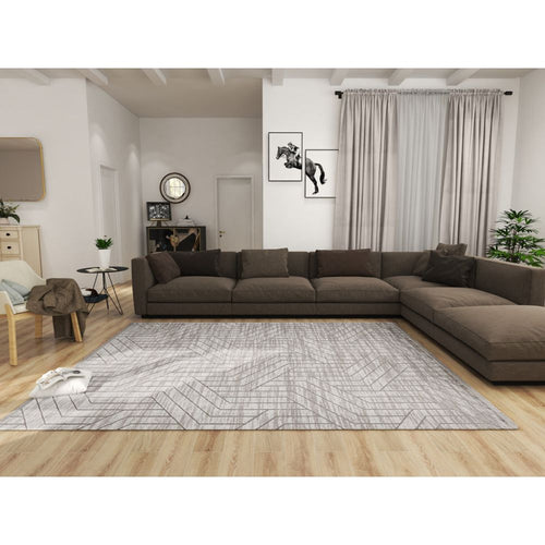 Grey Geometric Area Rug – Durable Machine Made Rug | Dolce Vita Flatweave Carpet