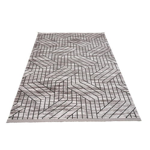 Grey Geometric Area Rug – Durable Machine Made Rug | Dolce Vita Flatweave Carpet