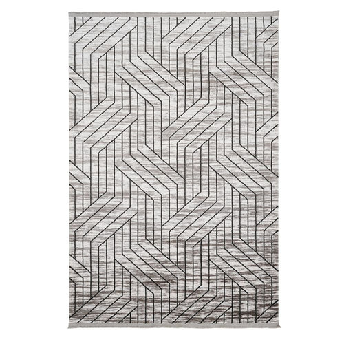 Grey Geometric Area Rug – Durable Machine Made Rug | Dolce Vita Flatweave Carpet