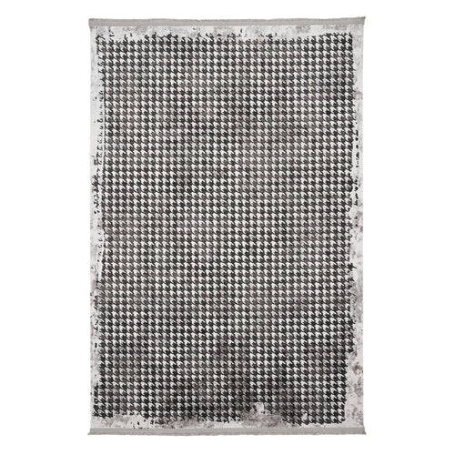 Grey Geometric Area Rug – Durable Machine Made Rug With Flatweave Carpet