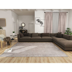 Cream Geometric Area Rug - Machine Made Flatweave Rug for Living Room Carpet