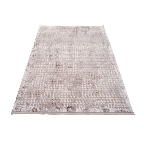 Cream Geometric Area Rug - Machine Made Flatweave Rug for Living Room Carpet
