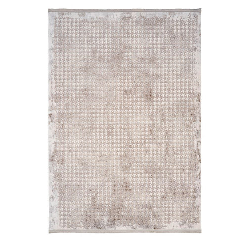 Cream Geometric Area Rug - Machine Made Flatweave Rug for Living Room Carpet