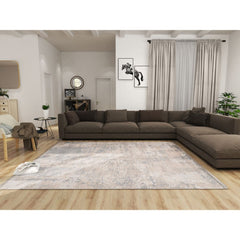 Modern Area Rug – Beige Machine Made Carpet With Anti Slip Pad