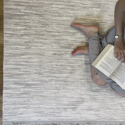 Grey Striped Area Rug - Machine Made Rug by Dolce Vita | Flatweave Carpet