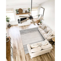 Striped Area Rug - Machine Made Grey Flatweave Carpet for Living Room