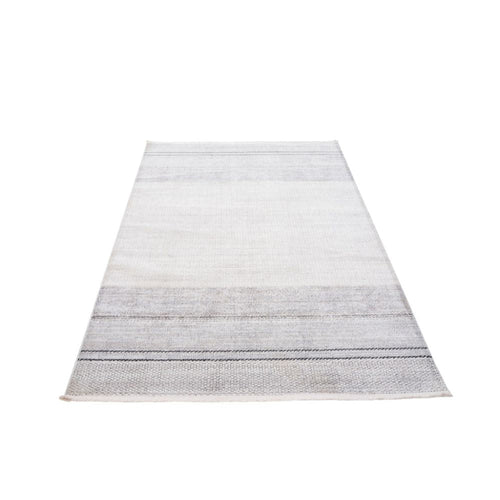 Striped Area Rug - Machine Made Grey Flatweave Carpet for Living Room