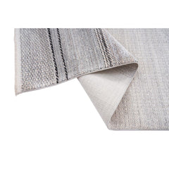 Striped Area Rug - Machine Made Grey Flatweave Carpet for Living Room