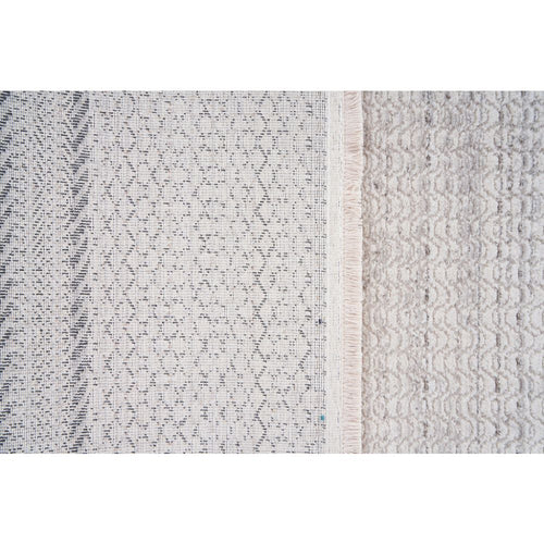 Striped Area Rug - Machine Made Grey Flatweave Carpet for Living Room