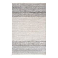 Striped Area Rug - Machine Made Grey Flatweave Carpet for Living Room