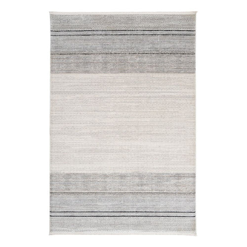 Striped Area Rug - Machine Made Grey Flatweave Carpet for Living Room
