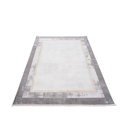 Beige Area Rug – Machine Made Flatweave Rug With Frame Pattern by Dolce Vita